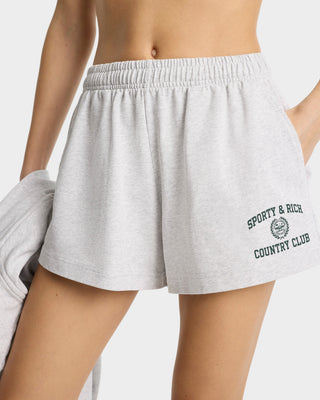 Varsity Crest Disco Short - Heather Gray/Forest