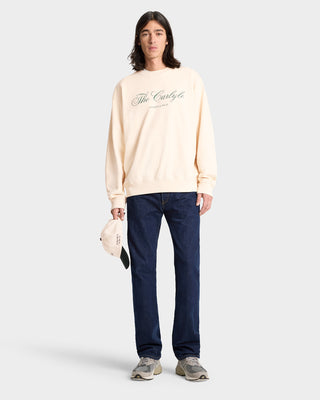 The Carlyle Script Crewneck - Cream/Forest