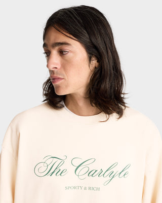 The Carlyle Script Crewneck - Cream/Forest