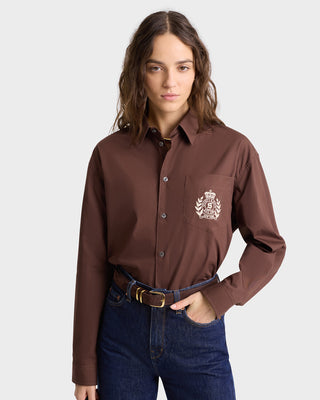 H&W Crest Oversized Shirt - Chocolate/Cream