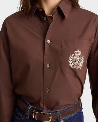 H&W Crest Oversized Shirt - Chocolate/Cream