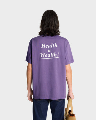 Health Is Wealth T-Shirt - Dusty Grape/White