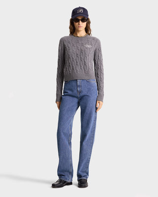 Faubourg Cableknit Cashmere Crewneck - Heather Gray