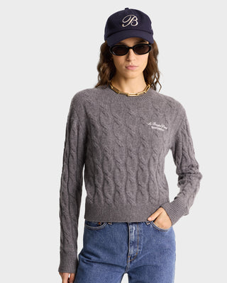 Faubourg Cableknit Cashmere Crewneck - Heather Gray