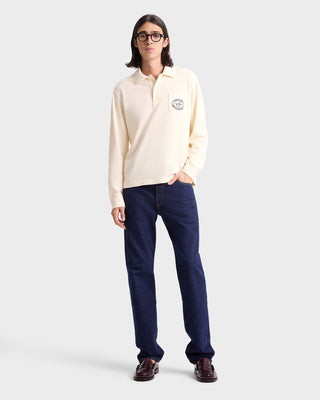 Riding Club Longsleeve Pique Polo - Cream/Navy