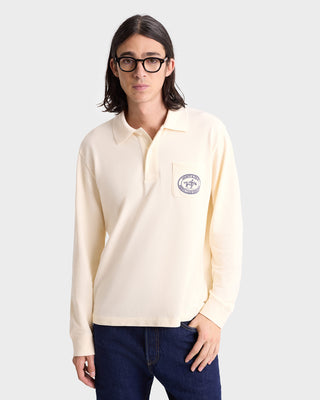 Riding Club Longsleeve Pique Polo - Cream/Navy