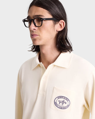 Riding Club Longsleeve Pique Polo - Cream/Navy