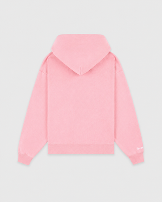 Pink hoodie on a light gray background