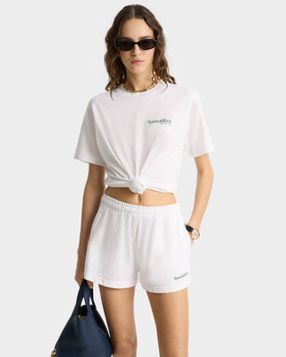 Serif Logo Disco Short - White/Forest