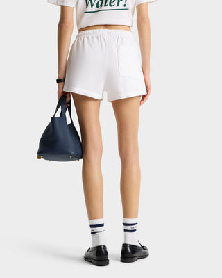 Serif Logo Disco Short - White/Forest