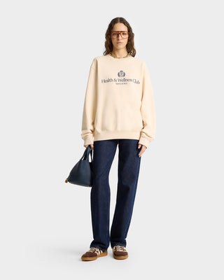 Sweat col rond H&W Crest - Crème/Marine