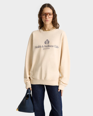 H&W Crest Crewneck - Cream/Navy