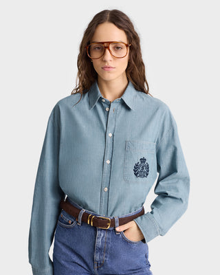 H&W Crest Oversized Shirt - Chambray