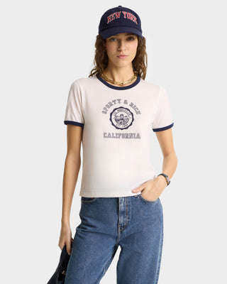 T-Shirt Ringer California Emblem - Blanc/Marine