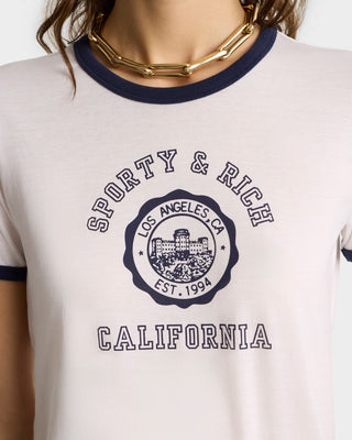 T-Shirt Ringer California Emblem - Blanc/Marine