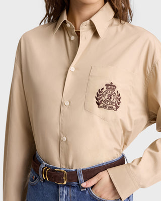 H&W Crest Oversized Shirt - Light tan/Chocolate