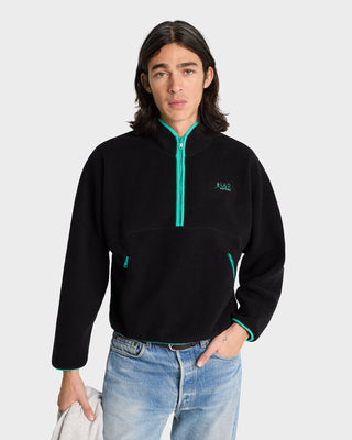 SR Runner Sherpa Quarter zip - Black/Spring Green