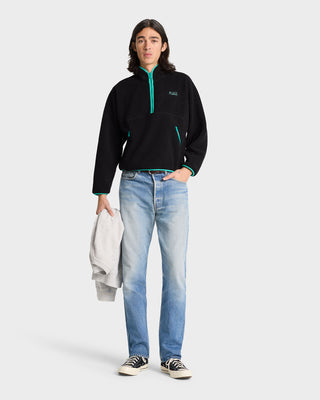 SR Runner Sherpa Quarter zip - Black/Spring Green