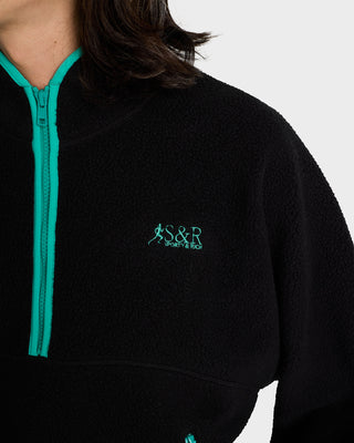 SR Runner Sherpa Quarter zip - Black/Spring Green