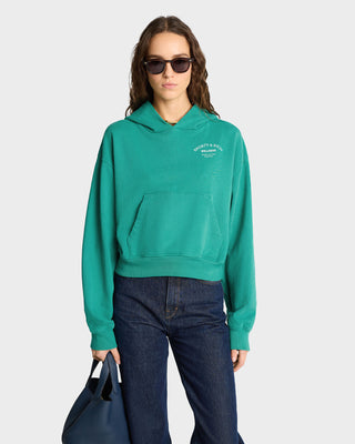 Wellness Studio Cropped Hoodie - Spring Green/White