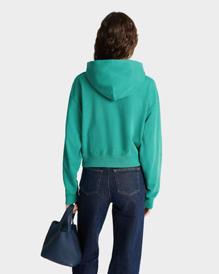 Wellness Studio Cropped Hoodie - Spring Green/White