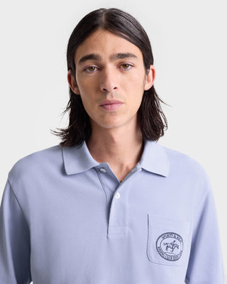 Riding Club Pique Polo - Washed Hydrangea/Navy