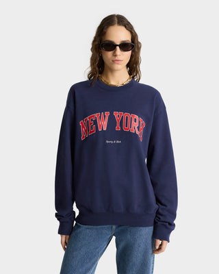 New York Ivy Crewneck - Navy/Ruby