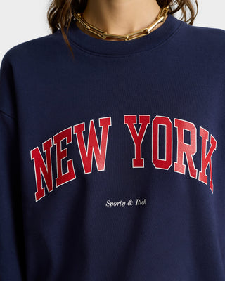 New York Ivy Crewneck - Navy/Ruby