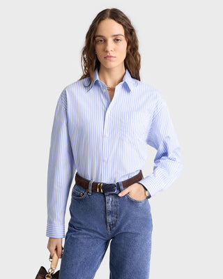 SRC Oversized Shirt - Light Blue Striped