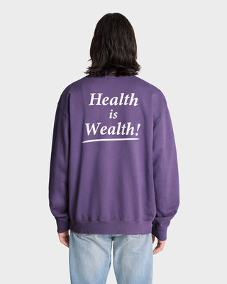 Health Is Wealth Crewneck - Dusty Grape/White