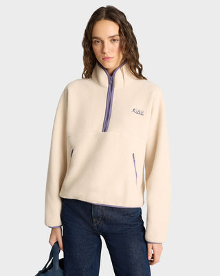 SR Runner Sherpa Quarter Zip - Cream/Dustry Grape