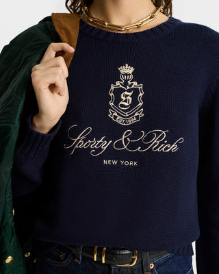 Vendome Knitted Sweater - Navy/Ecru