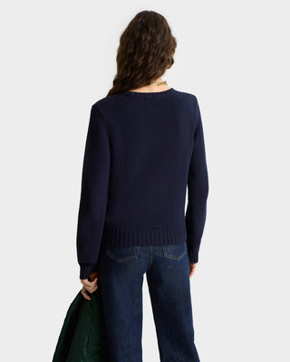 Vendome Knitted Sweater - Navy/Ecru