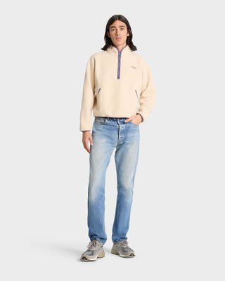 SR Runner Sherpa Quarter Zip - Cream/Dustry Grape