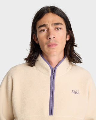 SR Runner Sherpa Quarter Zip - Cream/Dustry Grape