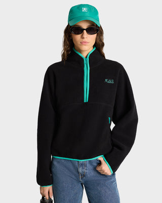 SR Runner Sherpa Quarter zip - Black/Spring Green