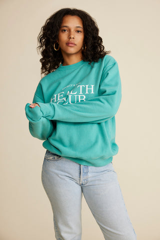 SR Health Club Crewneck - Faded Teal/White