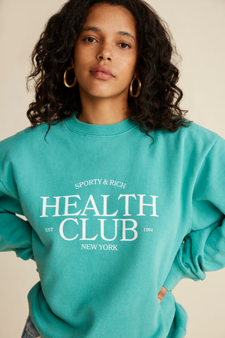 SR Health Club Crewneck - Faded Teal/White