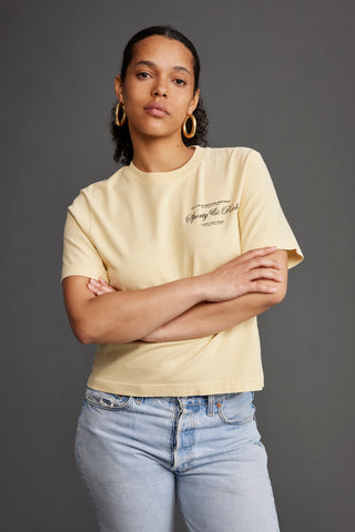 Script Logo Cropped T-Shirt - Almond/Black