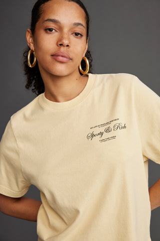 Script Logo Cropped T-Shirt - Almond/Black