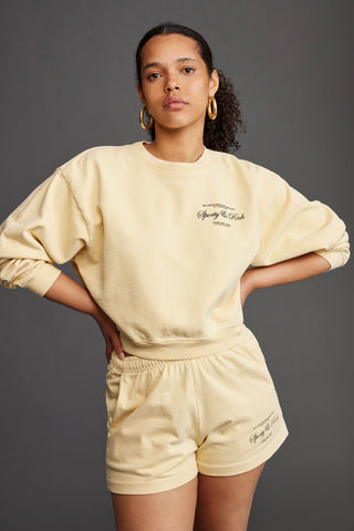 Script Logo Cropped Crewneck - Almond/Black