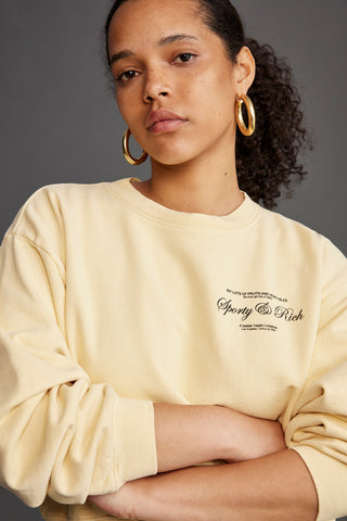 Script Logo Cropped Crewneck - Almond/Black