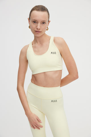 Action Logo Sports Bra - Faded Yellow/Black