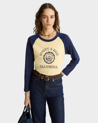 California Emblem Baseball Tee - Almond/Navy