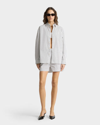 Chemise Oversized SRC - Rayures forêt/Blanc