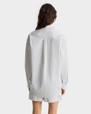 Chemise Oversized SRC - Rayures forêt/Blanc