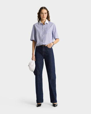 SRC Cropped SS Shirt - Blue Striped