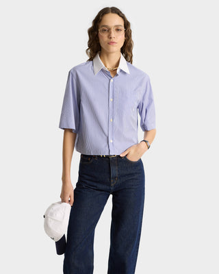 SRC Cropped SS Shirt - Blue Striped