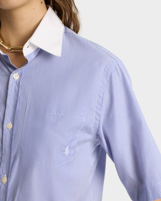 SRC Cropped SS Shirt - Blue Striped