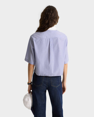 SRC Cropped SS Shirt - Blue Striped